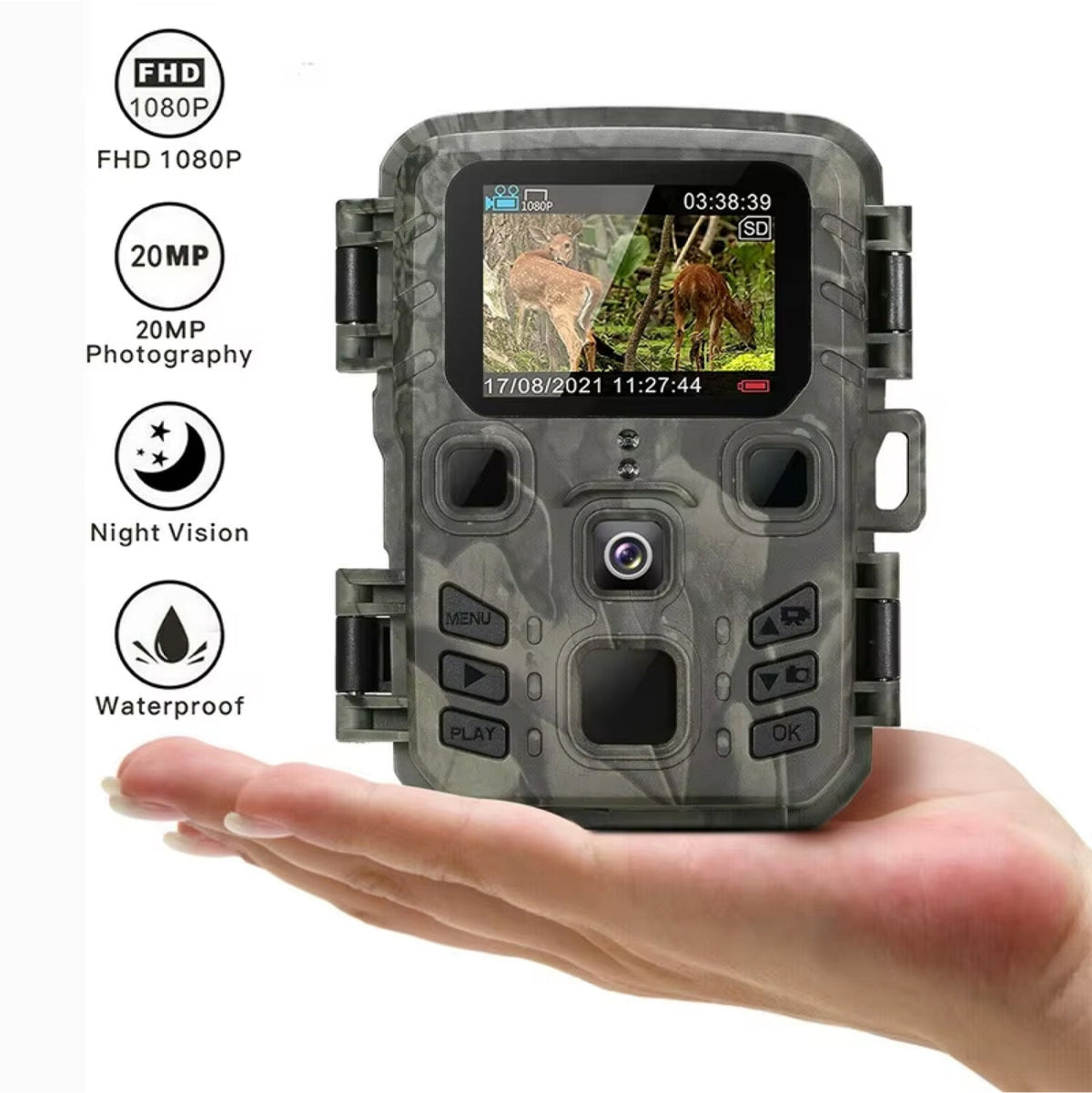 Wildlife Camera with WiFi and Motion Detection for Nature Photography, Garden Surveillance and Wildlife Observation 20MP 1080P HD | Sansoti