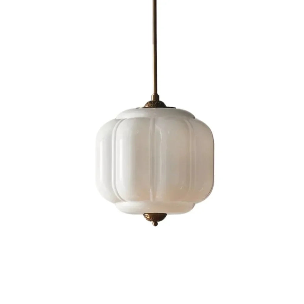 Vintage Melkglas Hanglamp met Messing Armatuur – Klassiek Retro Design voor Eetkamer, Hal & Leeshoek | Sansoti