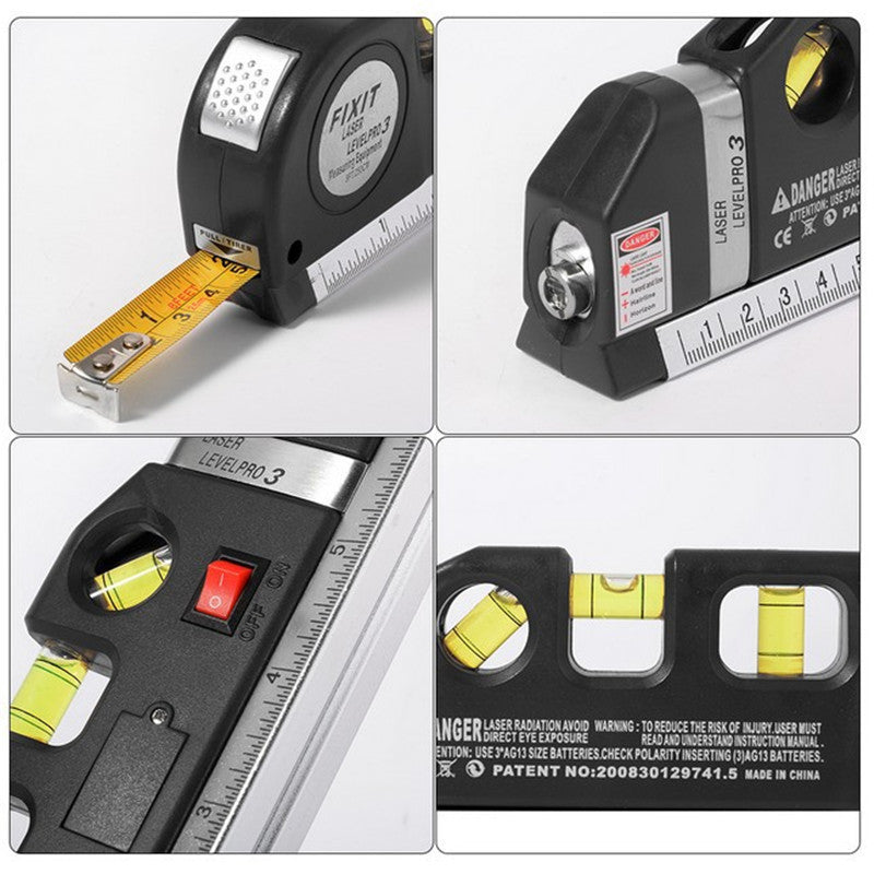 4-in-1 Multifunctioneel Lasermeetapparaat met Rolmaat en Waterpas – Precisie Meetgereedschap voor Doe-Het-Zelvers en Professionals | Sansoti