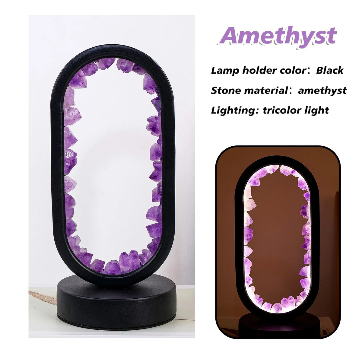 Handgemaakte Edelsteenlamp Amethist Celestiet Kristal Sfeerverlichting Ontspanning Meditatie Yoga Slaapkamer | Sansoti