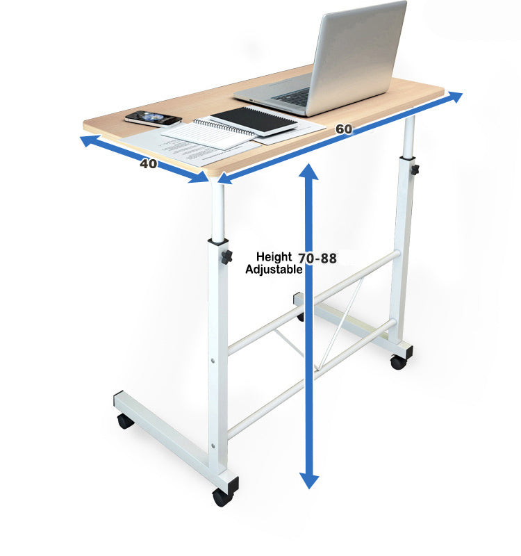 Verstelbare Laptoptafel Op Wielen Wit Staal Hout Hoogte Instelbaar Sofa Bijzettafel | Sansoti