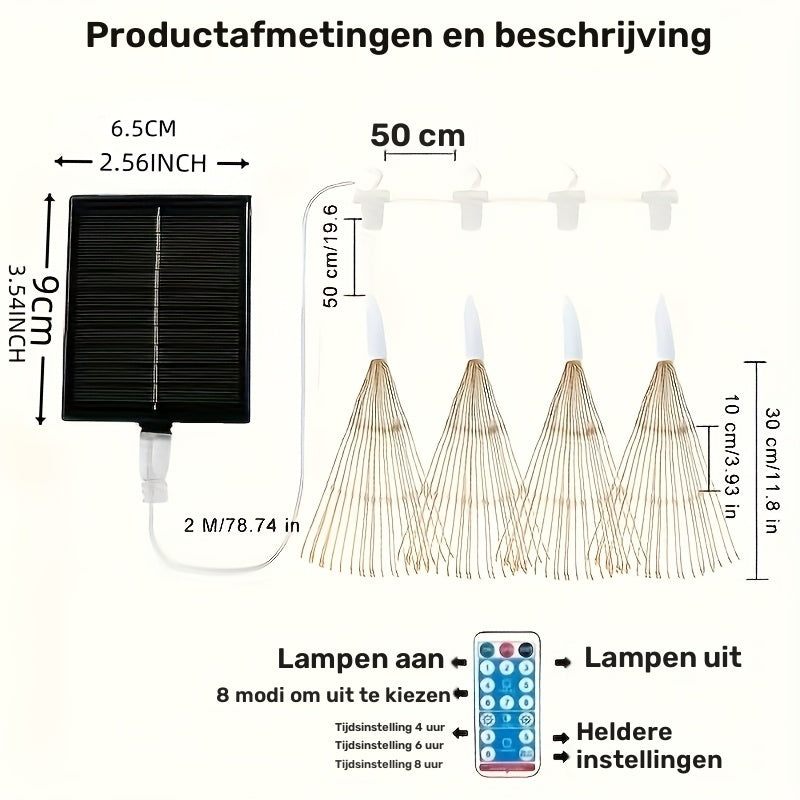 Zonne-energie Hanglamp Vuurwerkeffect Multicolor LED Tuin Terras Decoratieve Sfeerverlichting Buiten | Sansoti