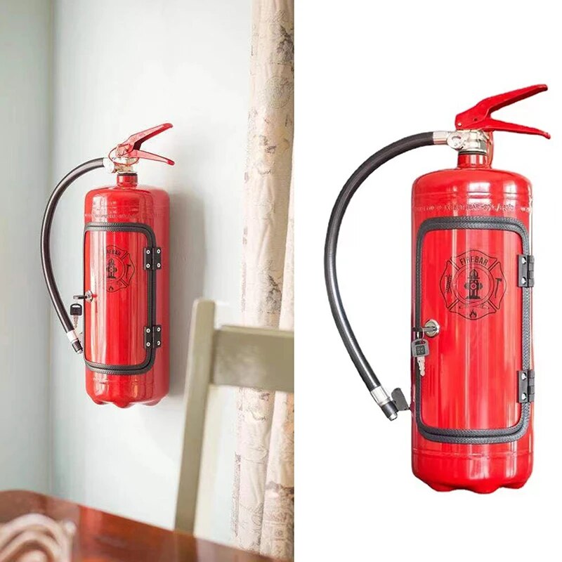 Brandblussershouder voor Flessen Rood Zwart Decoratief Blusapparaat Wijnhouder Drankdispenser Humoristische Barattribute Whisky Champagne Gin Wodka Origineel Cadeau | Sansoti