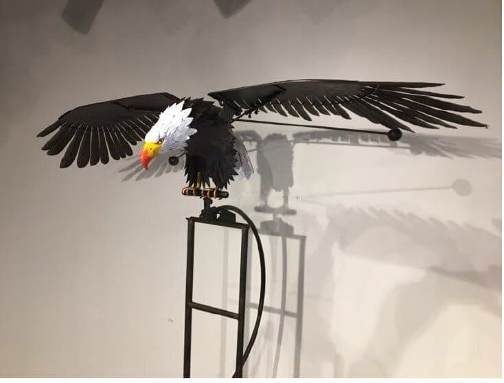 Metalen Vogel Windmolen Tuin Decoratie Weerbestendig Zilver Buiten Tuinornament Bewegende Vleugels Windspinner | Sansoti