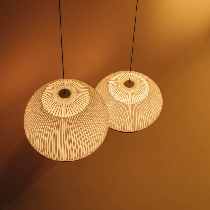 Japandi Hanglamp 3D Lycra 45 cm Beige Eettafel Woonkamer Dimbare LED Hanglamp Scandinavische Verlichting Interieur | Sansoti