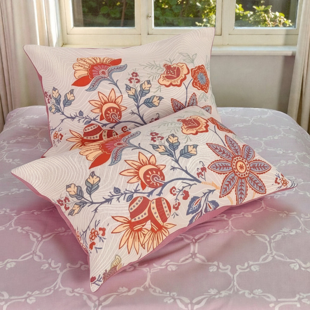 Rustiek Bloemen Kussenslopen Set van 2 | Boho Katoenen Kussenovertrekken 51x76cm | Sansoti