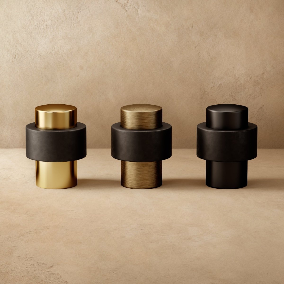 Minimalistischer Türstopper mit Gummi-Finish und Messingdetails | Restfield