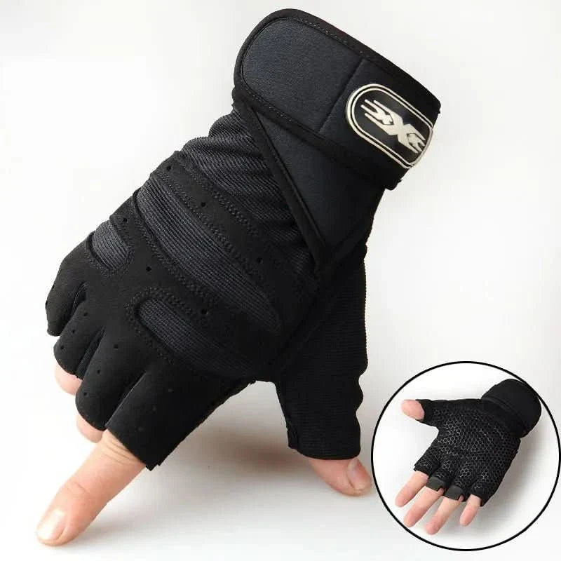 Sporthandschoenen met Polssteun Zwart Schokwerend voor Fitness | sporthandschoenen met polsbescherming gym handschoenen fitnesshandschoenen krachttraining wielrennen ademend antislip