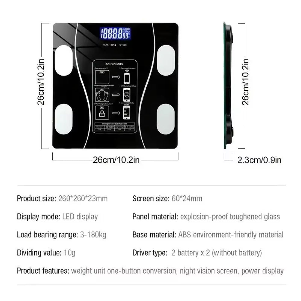 Smart Bathroom Scale with Body Analysis Bluetooth App 13 Measurements 10g Precision Digital | Sansoti