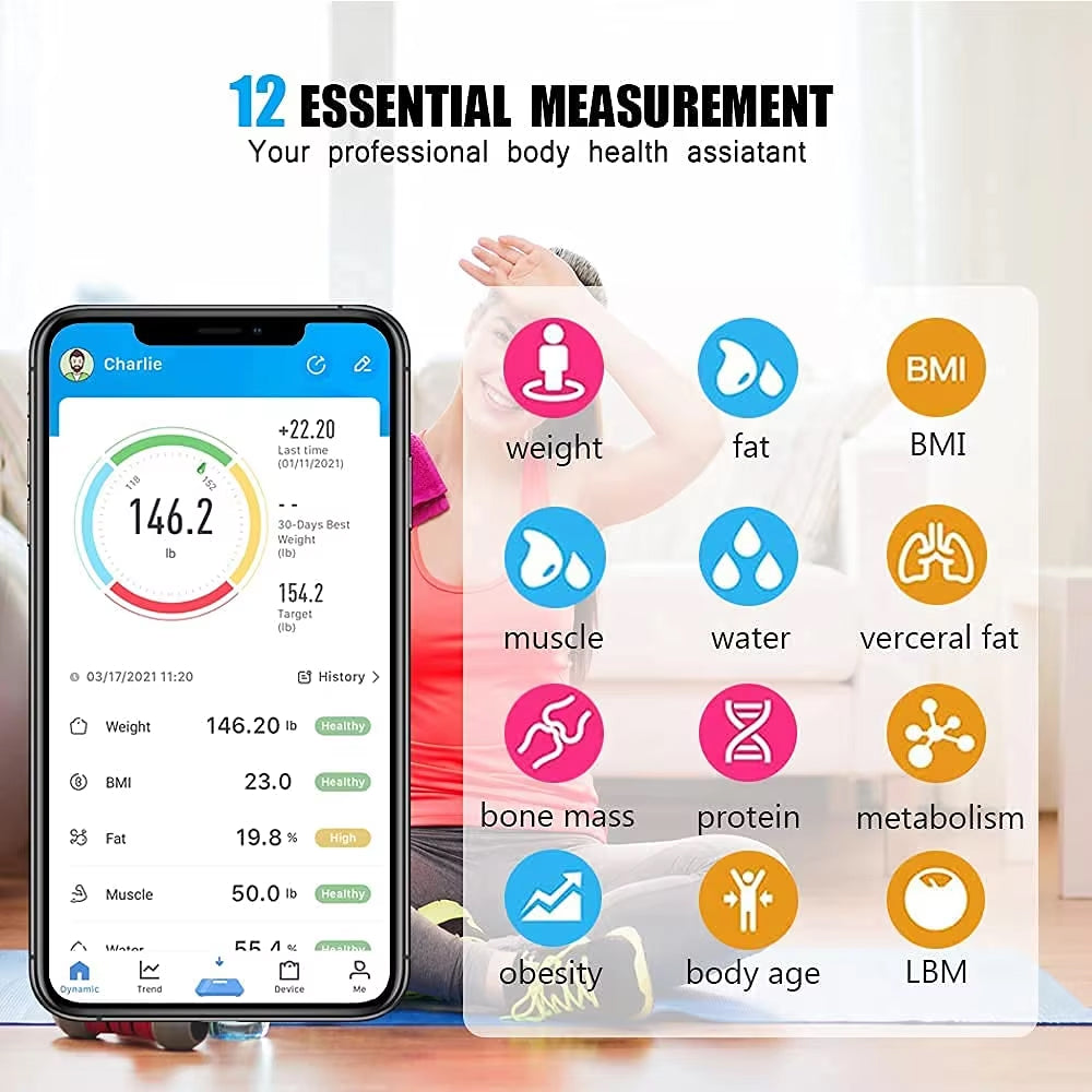 Smart Bathroom Scale with Body Analysis Bluetooth App 13 Measurements 10g Precision Digital | Sansoti