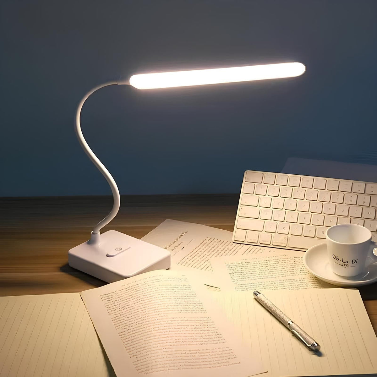 Bureaulamp met Flexibele Arm Oplaadbaar Dimbaar LED Licht voor Bureau Werkkamer Modern Design Tafelverlichting | Sansoti