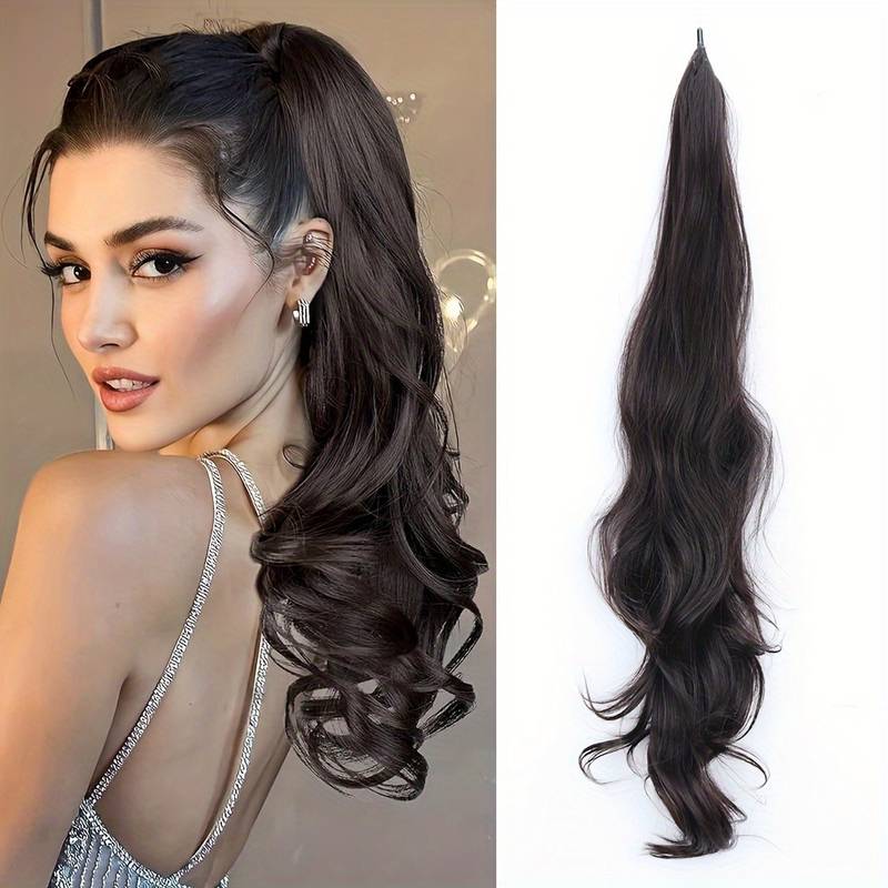 Wikkelstaart Hairextension voor Vol Lang Haar Golven Synthetisch Bevestiging Haarverlenging 10 Kleuren | Sansoti
