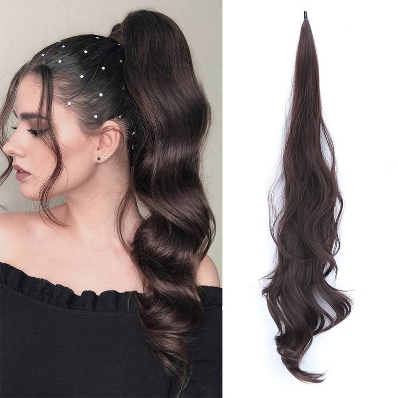 Wikkelstaart Hairextension voor Vol Lang Haar Golven Synthetisch Bevestiging Haarverlenging 10 Kleuren | Sansoti