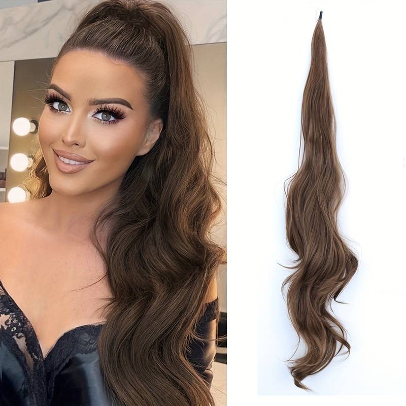 Wikkelstaart Hairextension voor Vol Lang Haar Golven Synthetisch Bevestiging Haarverlenging 10 Kleuren | Sansoti