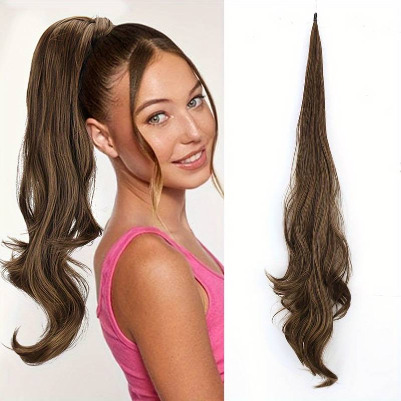 Wikkelstaart Hairextension voor Vol Lang Haar Golven Synthetisch Bevestiging Haarverlenging 10 Kleuren | Sansoti