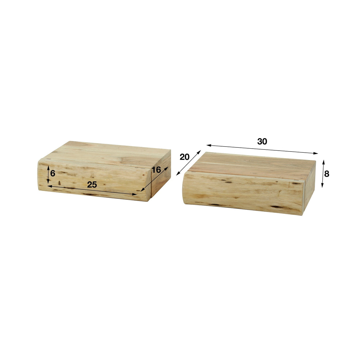 Zwevend Nachtkastje Set van 2 Acaciahout Wandmontage Modern Slaapkamer Opbergruimte Scandinavisch Design | Sansoti