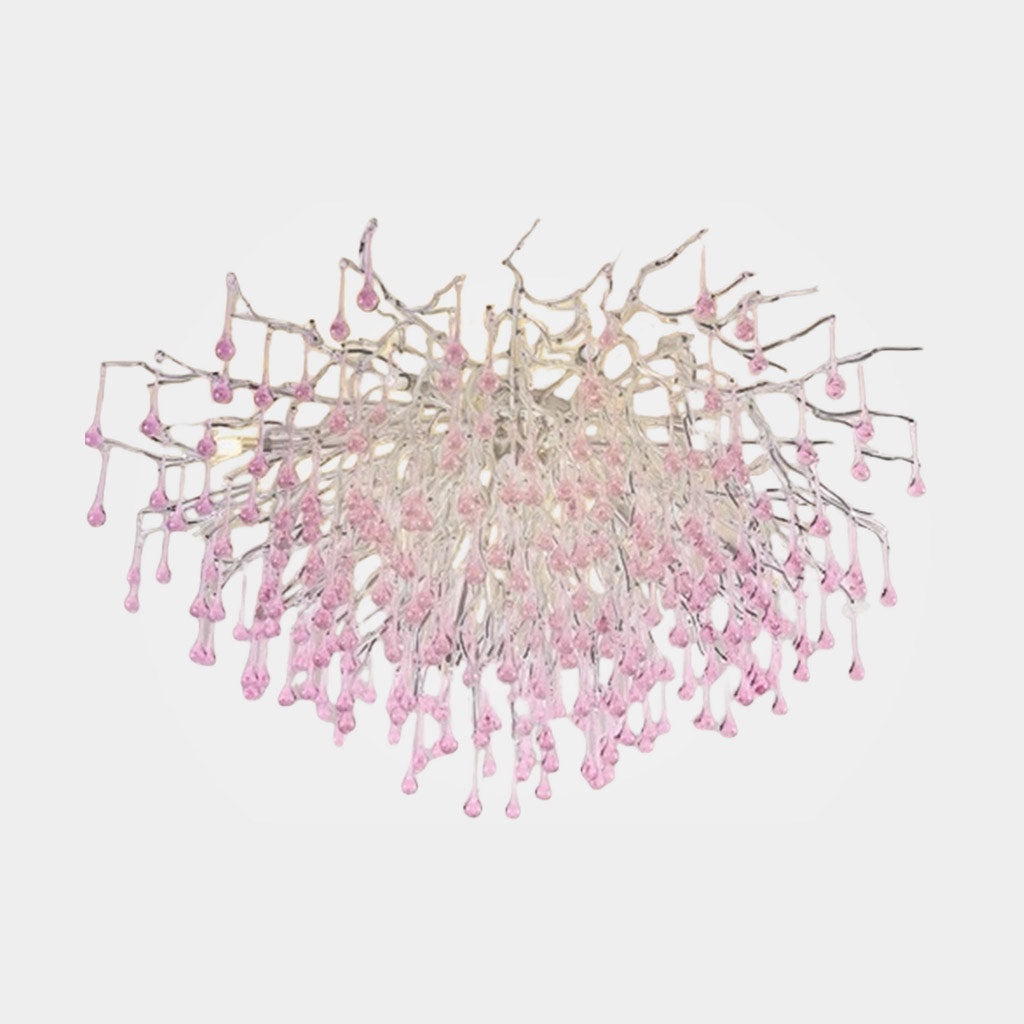 Kristallen Druppel Kroonluchter Takdesign Roze Blauw Rond Ovaal Dimbaar 40-250cm Meisjes Slaapkamer Plafondlamp | Sansoti