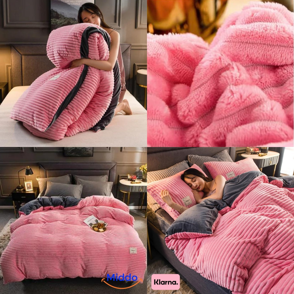Samt-Fleece-Bettbezug mit weichem Futter für Wärme, Komfort und Gemütlichkeit in jedem Schlafzimmer | Sansoti