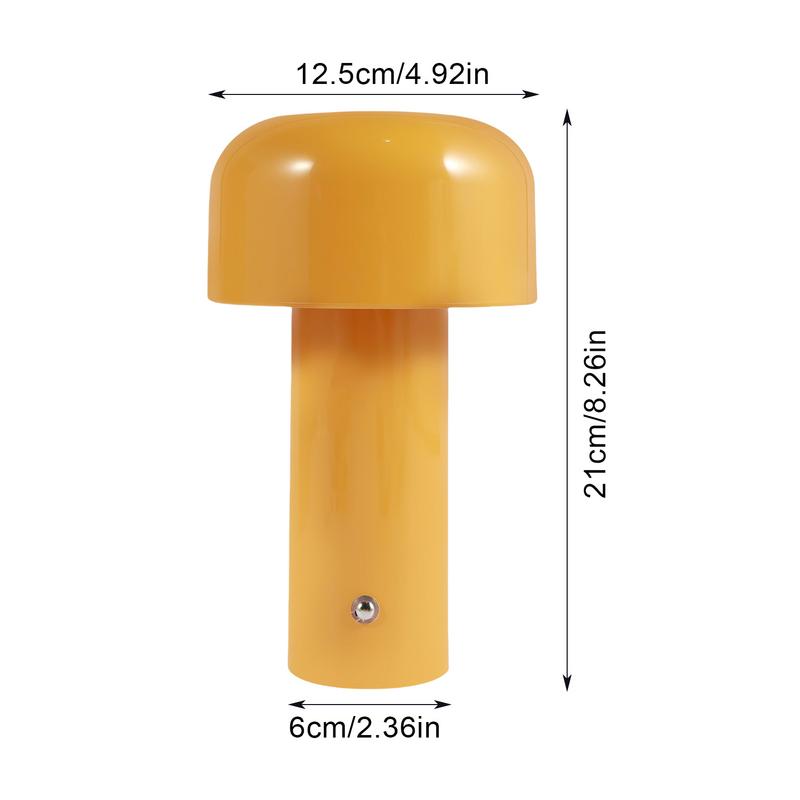 Lampe de table LED rechargeable au design champignon, sans fil et à intensité réglable, éclairage d’ambiance pour salon, chambre et salle à manger | Sansoti