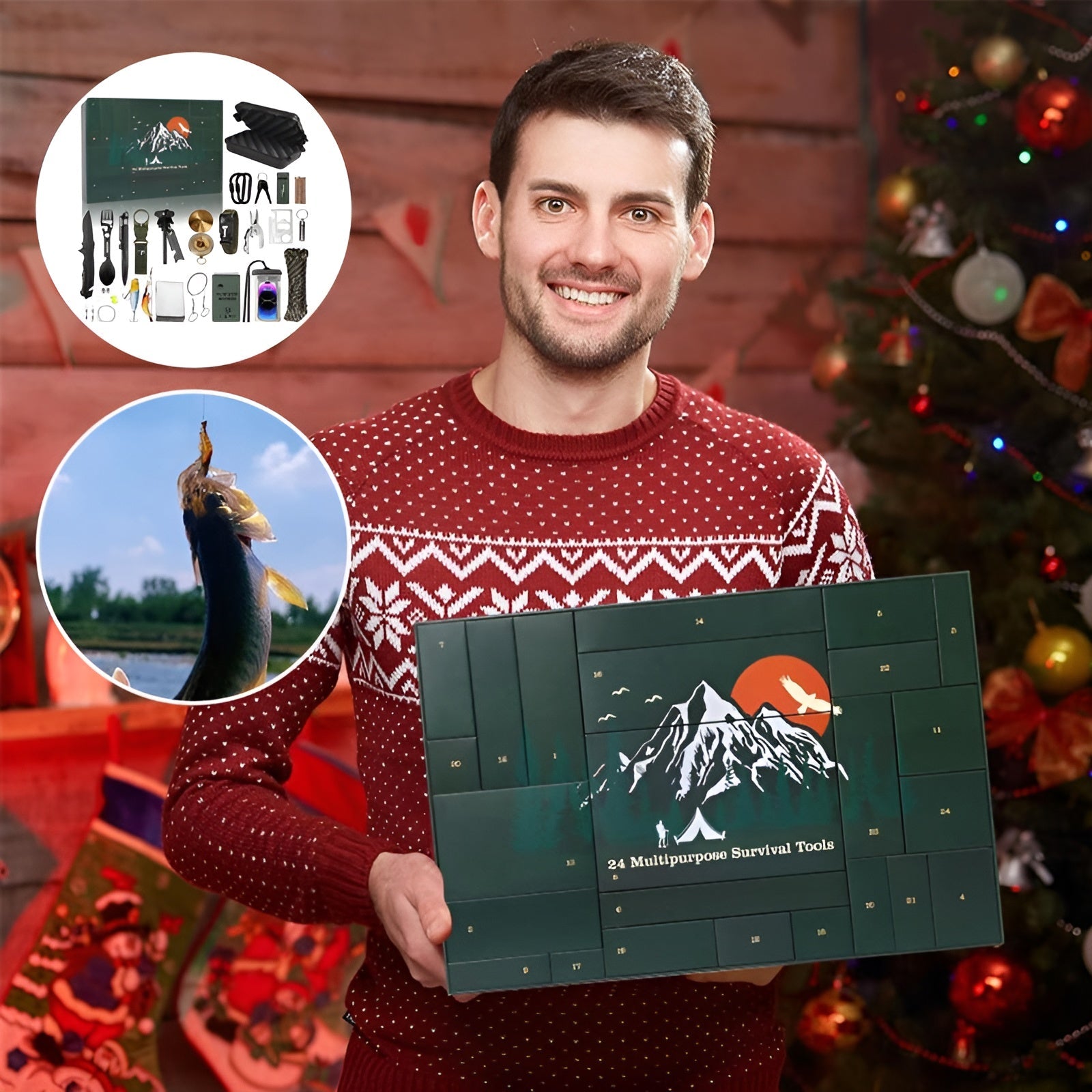Outdoor Survival Adventskalender 24 Dagen – Compleet Overlevingsset met Gadgets en Gereedschap voor Avonturiers | Sansoti