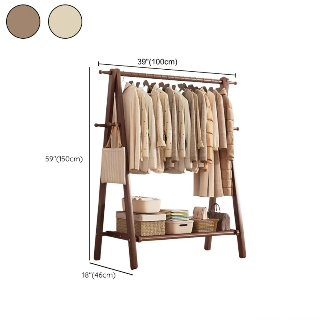 Garderobe Buche Klappbar A-Form Haken Ablage 150cm Flur Schlafzimmer Natur | Restfield