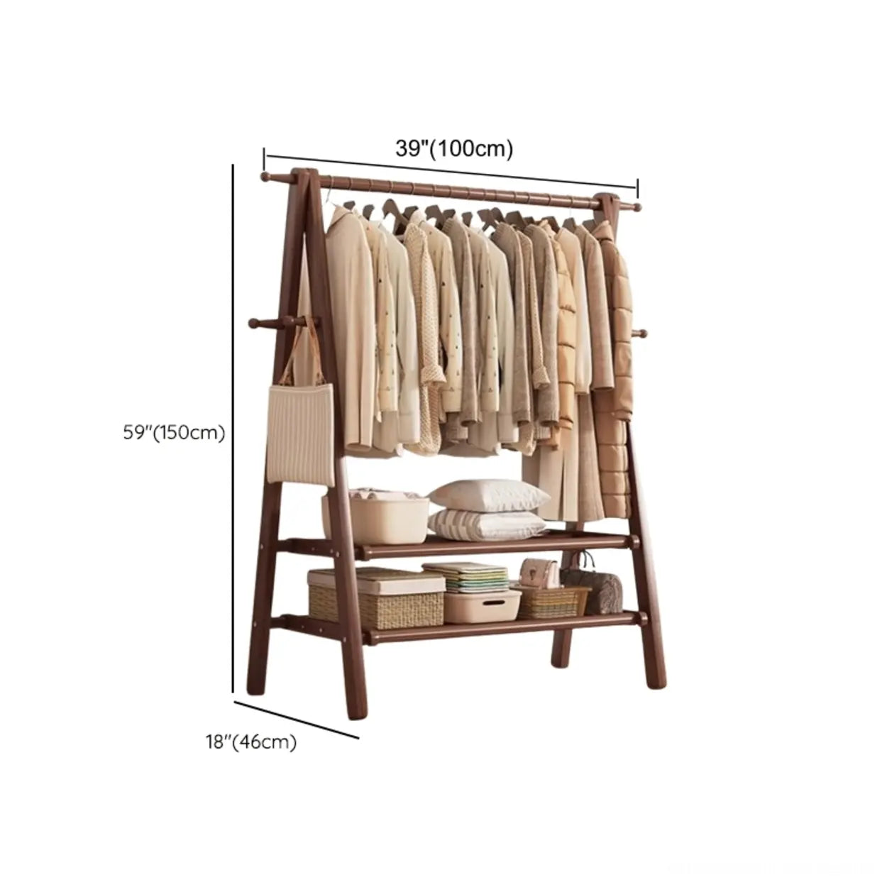 Garderobe Buche Klappbar A-Form Haken Ablage 150cm Flur Schlafzimmer Natur | Restfield