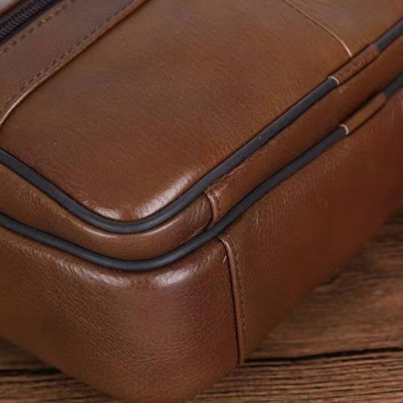 Leren Schoudertas Heren – Ruime Lederen Crossbody Tas met Verstelbare Schouderriem | Sansoti