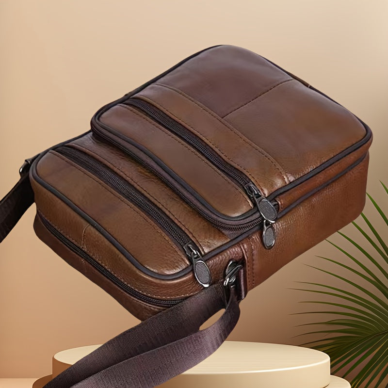 Leren Schoudertas Heren – Ruime Lederen Crossbody Tas met Verstelbare Schouderriem | Sansoti