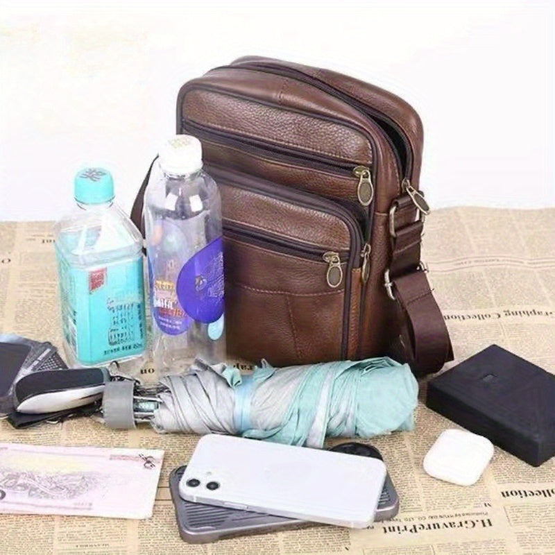 Leren Schoudertas Heren – Ruime Lederen Crossbody Tas met Verstelbare Schouderriem | Sansoti