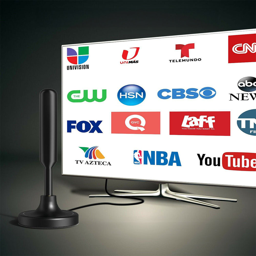 Digitale TV-Antenne 4K, magnetisch, 300 Meilen Reichweite, DVB-T2, ATSC, 25 dBi, schwarzes Metall, 5-m-Koaxialkabel, innen und außen | Sansoti