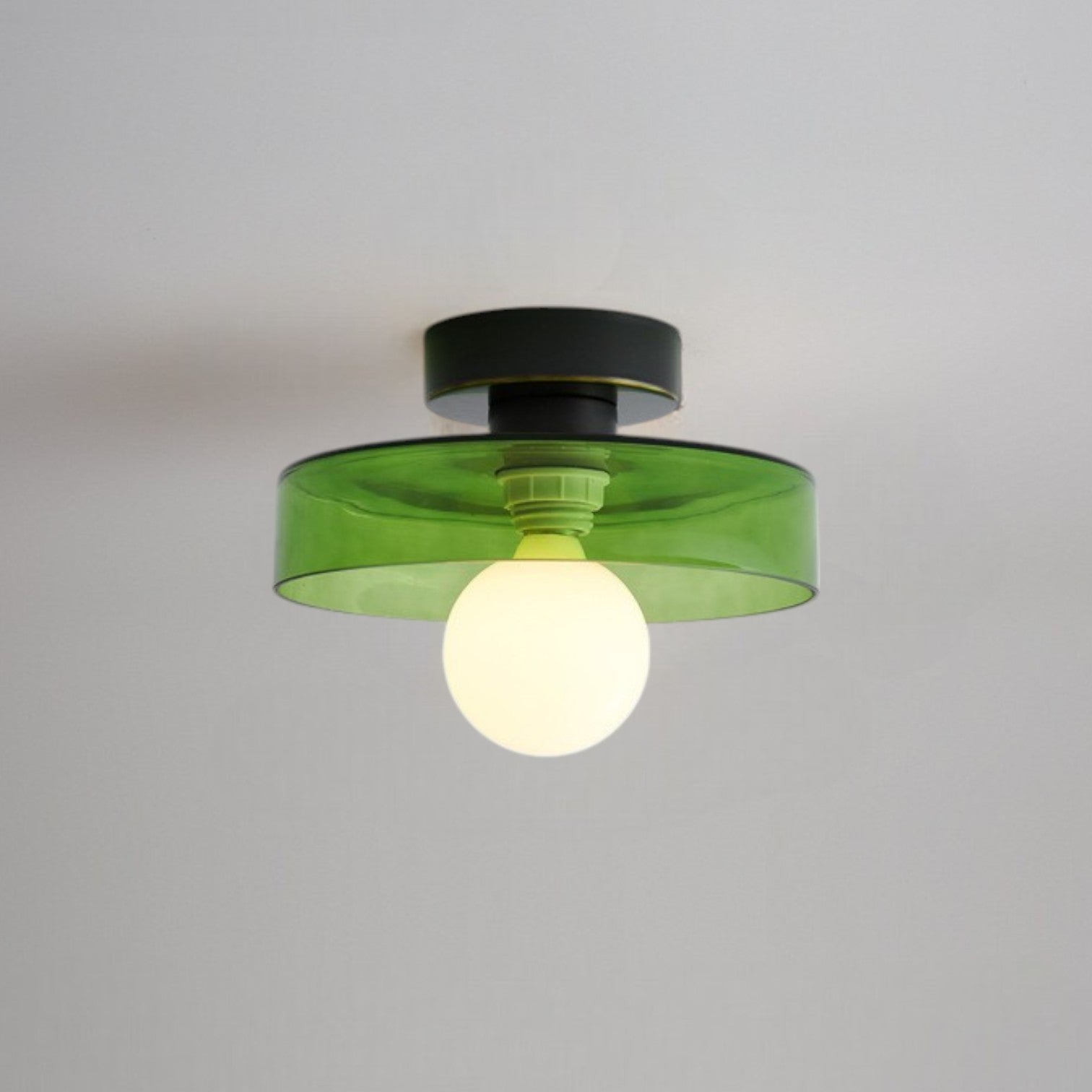Geometryczna lampa sufitowa Ø24cm, mosiądz, szkło, miedź, oprawka G9, oświetlenie do przedpokoju, sypialni i jadalni, dekoracja wnętrz | Sansoti
