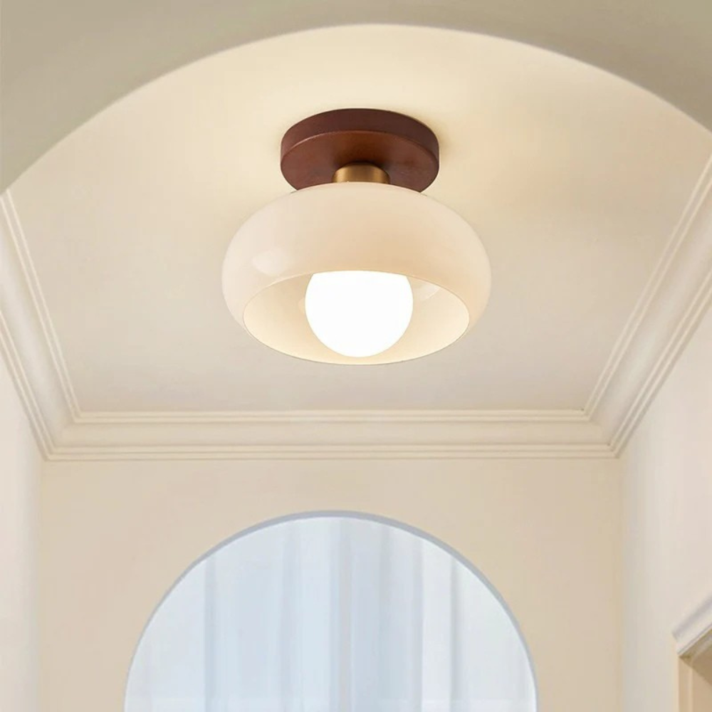 Deckenleuchte Glaskugel Creme Warmweiß LED E27 Bauhaus-Design Flur Schlafzimmer Wohnzimmer Deckenbeleuchtung | Sansoti