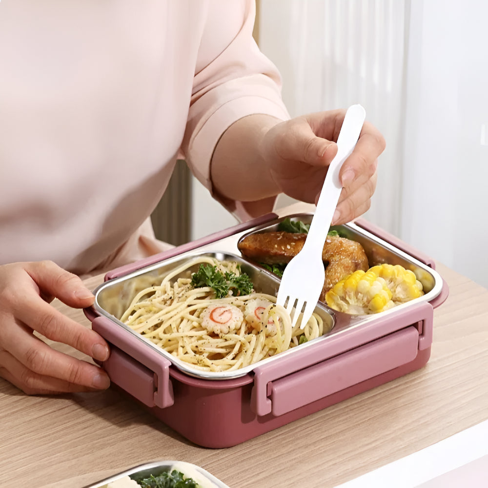 Isolerende Lunchbox Roestvrijstaal 850ml Lekvrij Warmhoudbox Thermo Voedseltrommel Werk School Reizen Meerdere Vakken | Sansoti
