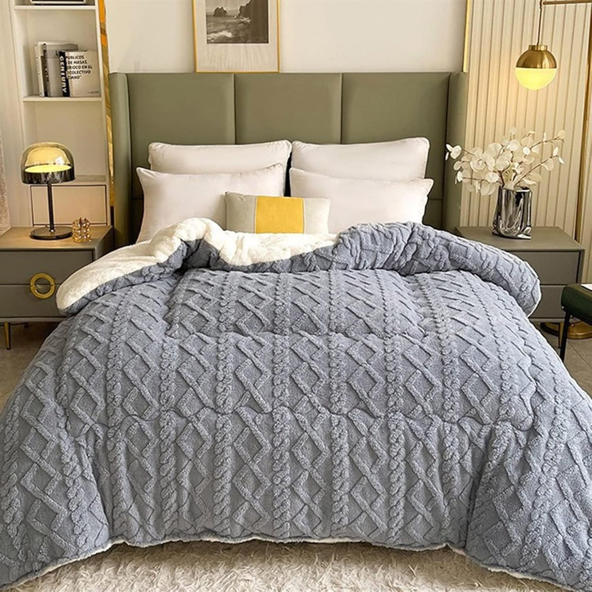 Dubbelzijdige Plaid Sherpa Fleece Geometrisch Patroon Warmte Comfort Woonkamer Slaapkamer Bank Bed Deken | Sansoti