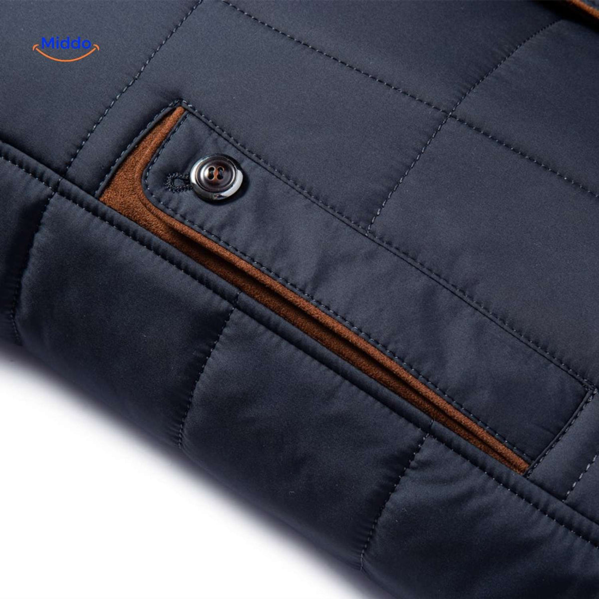 Gesteppte Herrenjacke aus Polyester mit Stehkragen und Seitentaschen - Übergangszeit, lässig, geschäftlich, stilvoll, für Frühlingswetter | Sansoti