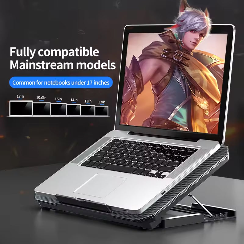 Laptop Stand with Dual-Fan Cooling 12-17 inch Adjustable Ergonomic USB Aluminum Laptop Holder | Sansoti