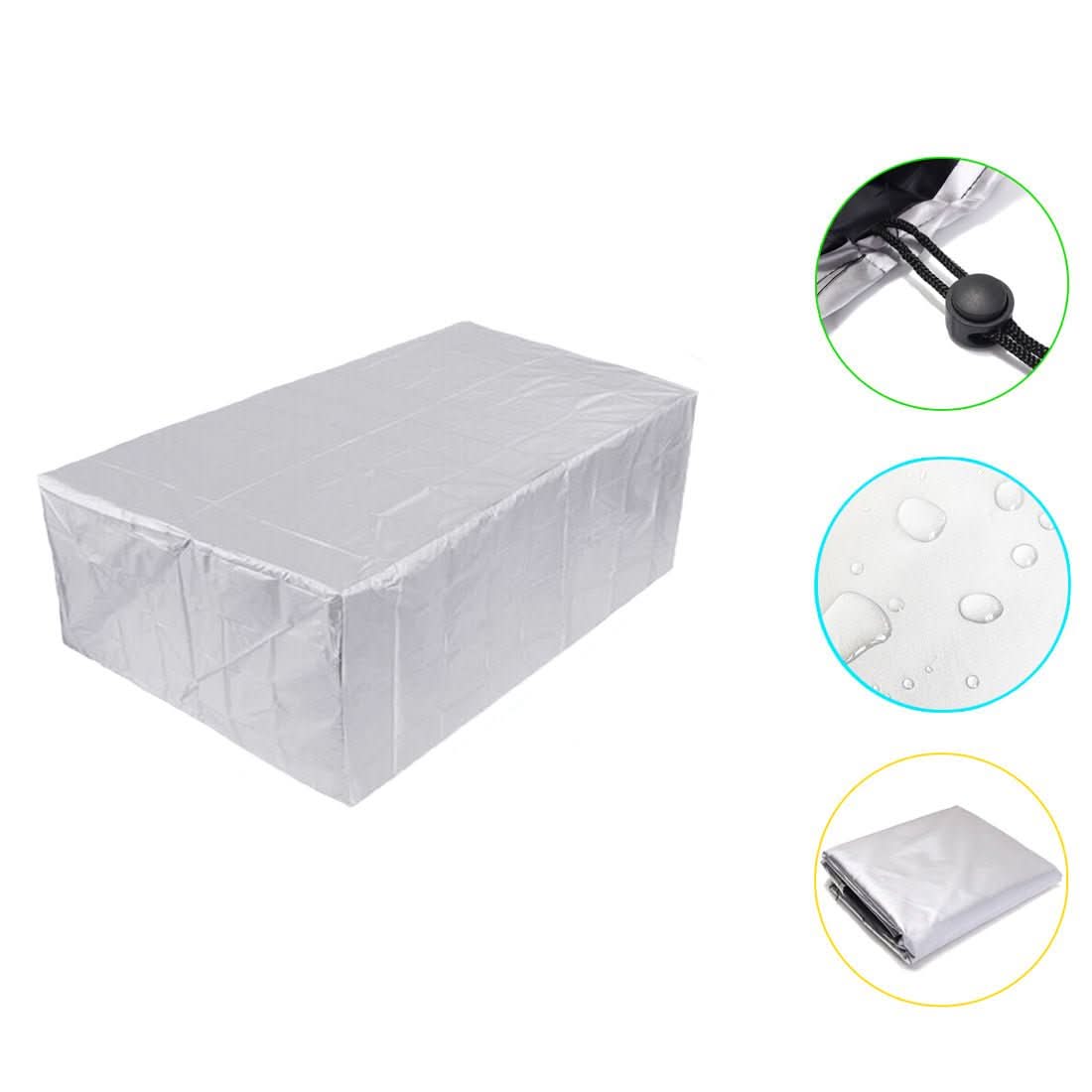 Tuinmeubelhoes Weerbestendig Polyester UV-Bescherming Vierkant Rechthoek Zwart Zilver Waterdicht Buiten | Sansoti