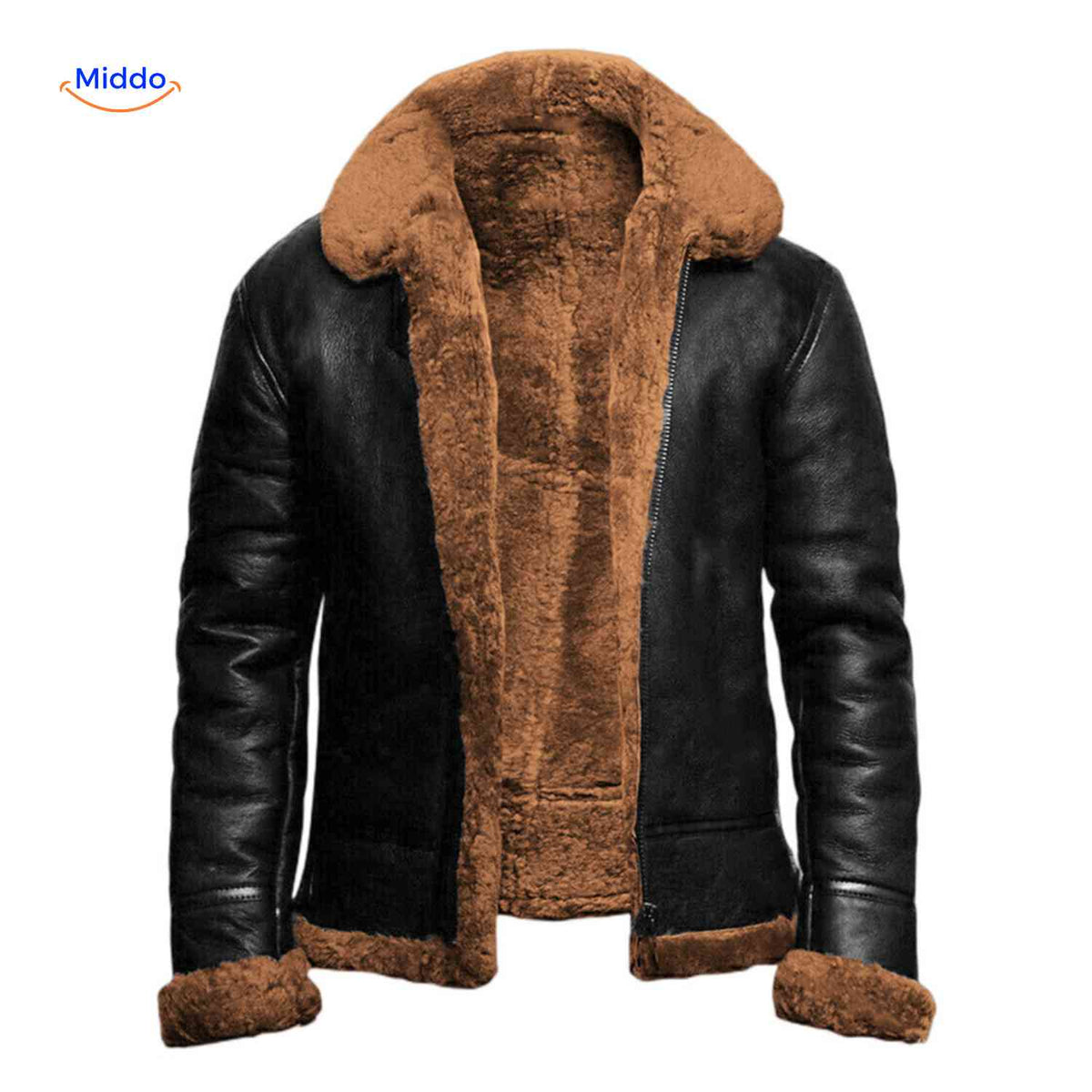 Gevoerde Winterjas Ritssluiting Heren Casual Jas Reverskraag Fleece Voering Losvallend Comfortabel Model | Sansoti