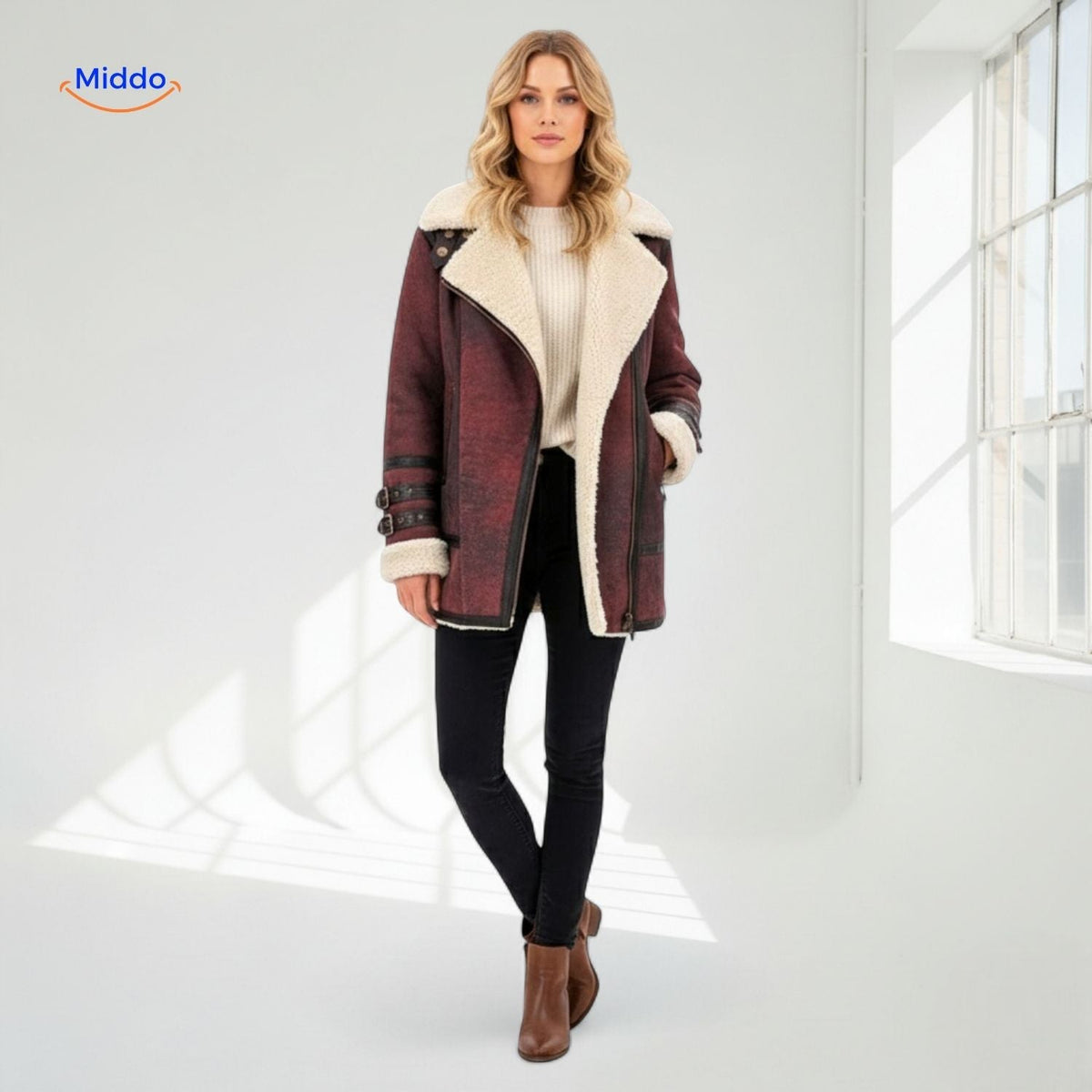 Langer gefütterter Wintermantel für Damen | Wildlederoptik | Weicher Innenkragen | Vielseitig für Herbst & Winter | Sansoti