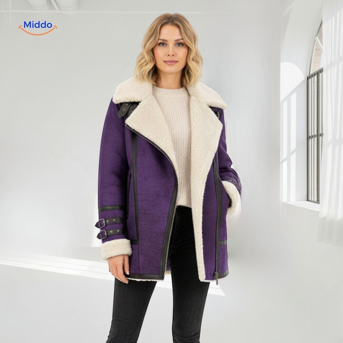 Langer gefütterter Wintermantel für Damen | Wildlederoptik | Weicher Innenkragen | Vielseitig für Herbst & Winter | Sansoti