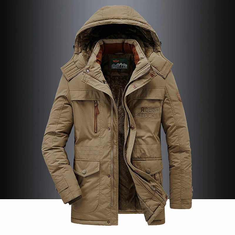 Gewatteerde Winterparka Jas – Warme Geïsoleerde Winterjas voor Heren met Capuchon en Pelzbesatz | Sansoti