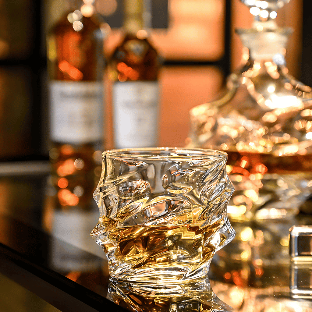 Kristallen Whiskyglas met Tornadovorm 300ml voor Premium Drankbeleving | Handgemaakt Japans-Geïnspireerd Spiraaldesign | Sansoti