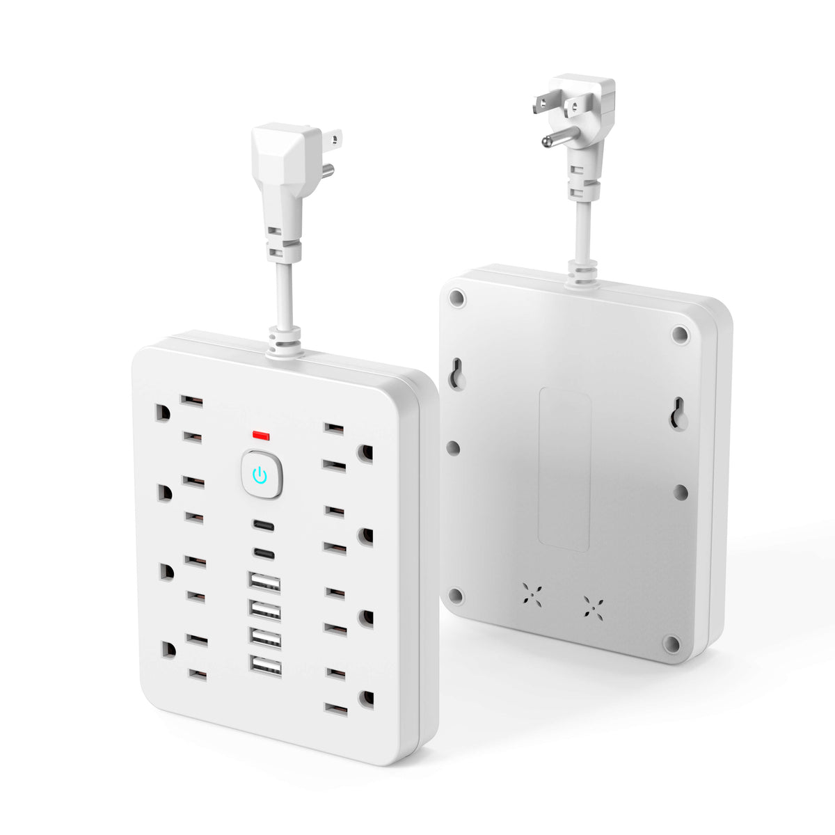 Multiprise 14 prises avec protection contre les surtensions et USB Type-C, répartiteur compact pour la maison et le bureau | Sansoti