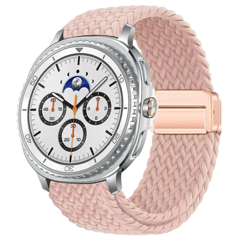 Geflochtenes Nylon-Smartwatch-Armband, atmungsaktiv, verstellbar, mit Metallschließe, für Galaxy-Uhr | Sansoti