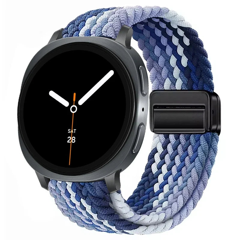 Geflochtenes Nylon-Smartwatch-Armband, atmungsaktiv, verstellbar, mit Metallschließe, für Galaxy-Uhr | Sansoti