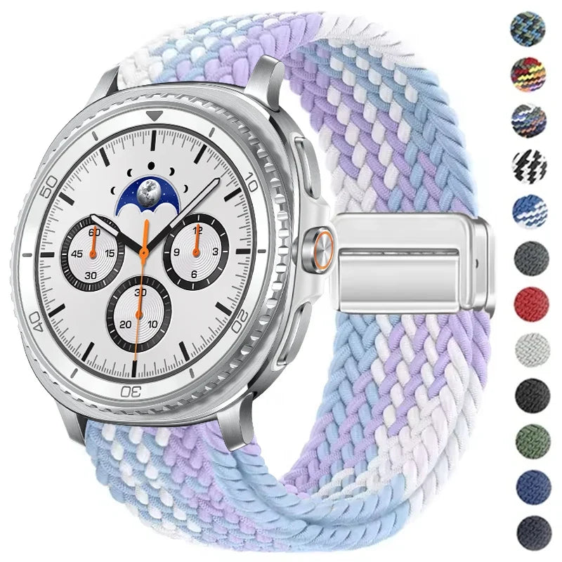 Geflochtenes Nylon-Smartwatch-Armband, atmungsaktiv, verstellbar, mit Metallschließe, für Galaxy-Uhr | Sansoti