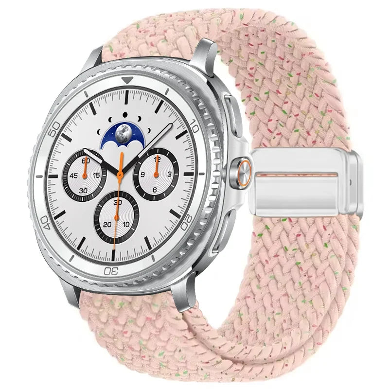 Geflochtenes Nylon-Smartwatch-Armband, atmungsaktiv, verstellbar, mit Metallschließe, für Galaxy-Uhr | Sansoti