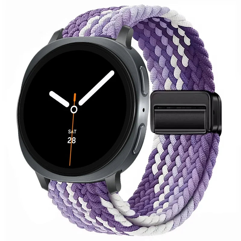 Geflochtenes Nylon-Smartwatch-Armband, atmungsaktiv, verstellbar, mit Metallschließe, für Galaxy-Uhr | Sansoti