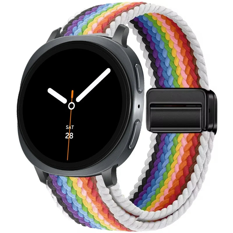 Geflochtenes Nylon-Smartwatch-Armband, atmungsaktiv, verstellbar, mit Metallschließe, für Galaxy-Uhr | Sansoti