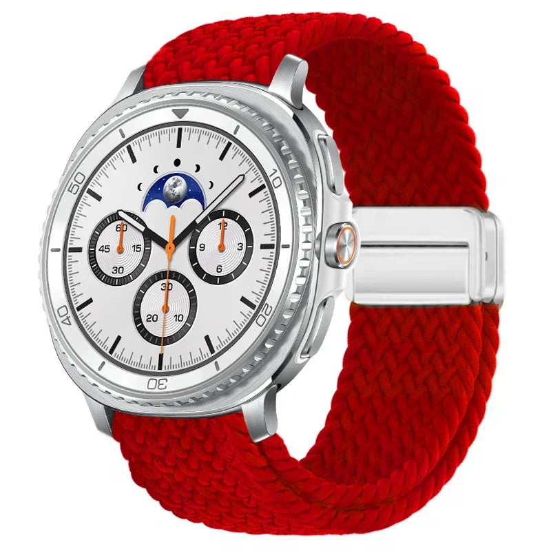 Geflochtenes Nylon-Smartwatch-Armband, atmungsaktiv, verstellbar, mit Metallschließe, für Galaxy-Uhr | Sansoti